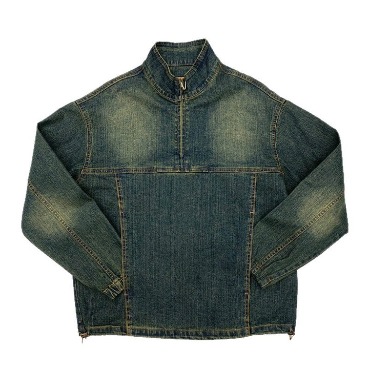 Herren Sportliche Denimjacke mit hohem Kragen Drune