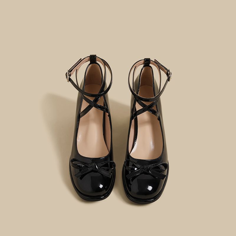 Damen elegante Ballerina-Pumps mit verstellbarem Fesselriemen und Schnürung Drune