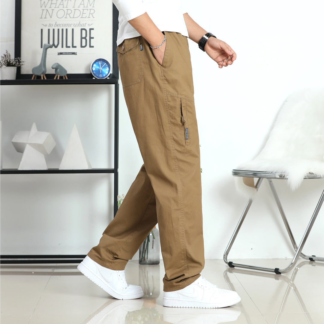 Herren Relaxed-Fit Canvas-Cargohose mit vorgeformten Knieeinsätzen und seitlicher Reißbeintasche Drune