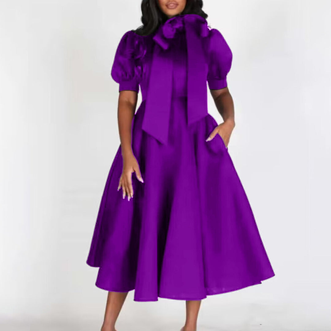 Damen Ballonkleid mit eleganter Schleifenverarbeitung und Taschen Drune
