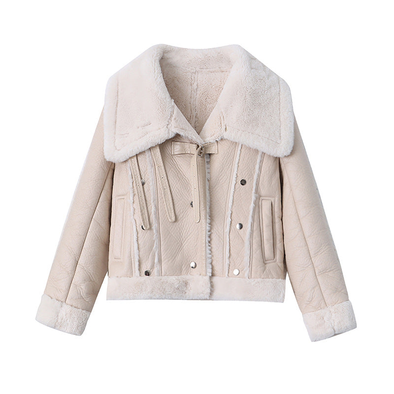 Damen Lammfelljacke mit hochwertiger Lederaußenschicht Drune