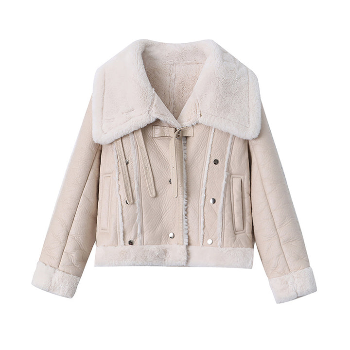 Damen Lammfelljacke mit hochwertiger Lederaußenschicht Drune