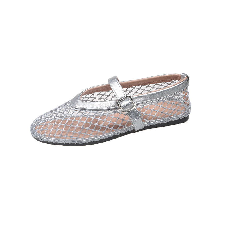 Damen Ballerinas aus Netzgewebe mit Riemen Drune