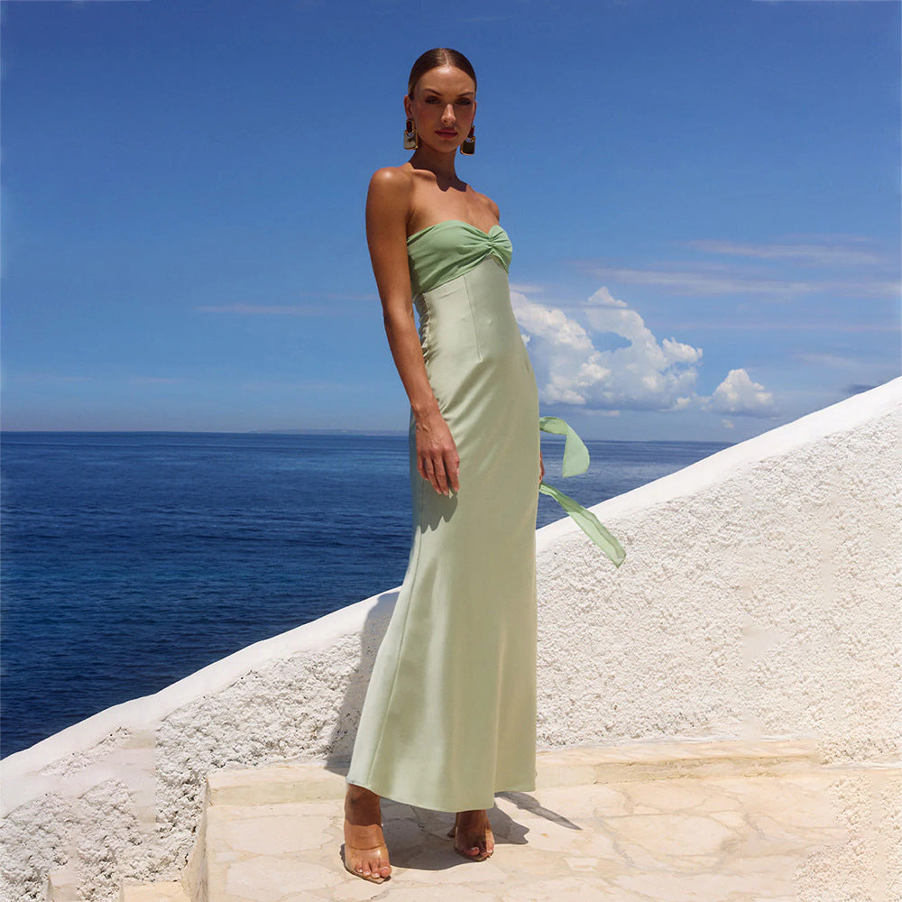 Damen elegantes Maxikleid mit schulterfreiem Design Drune