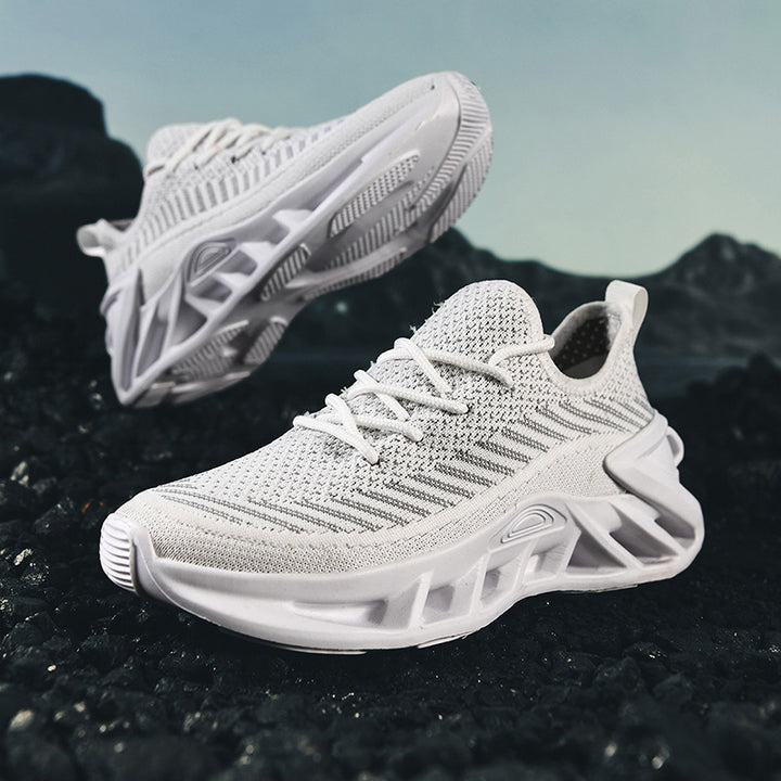 Unisex atmungsaktive Strick‑Runner mit skulpturierter Hohlkammer‑Plattform und flexibler Trail‑Laufsohle Drune