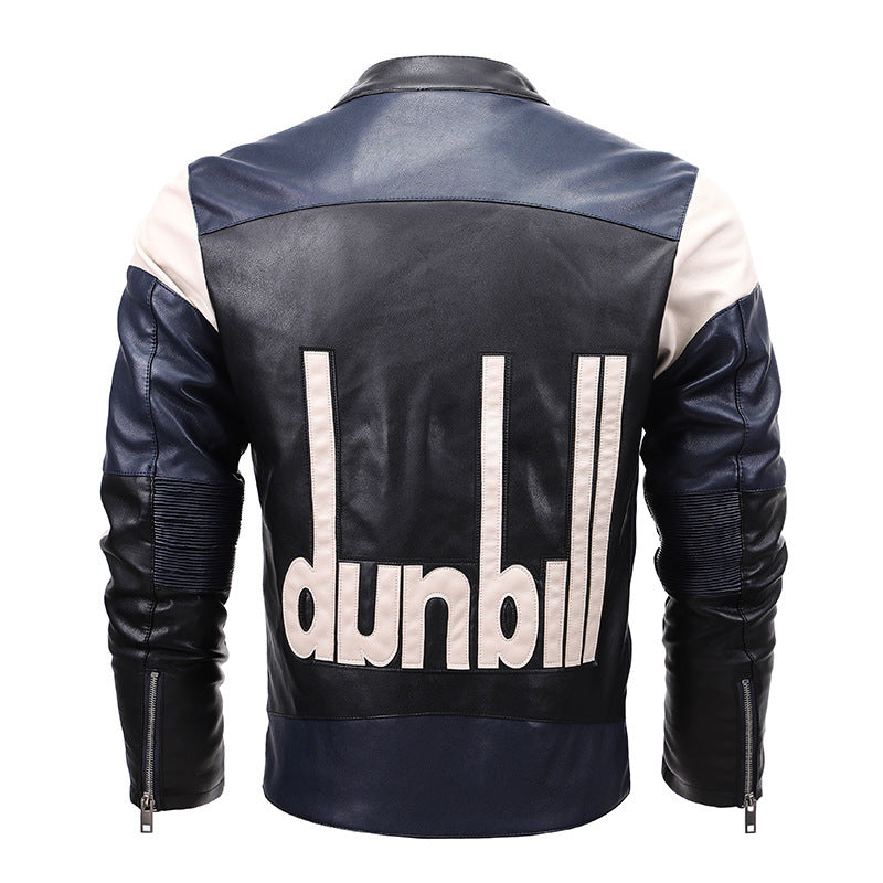 Herren Bikerjacke aus Kunstleder mit markanter Logo‑Applikation und tailliertem Schnitt Drune