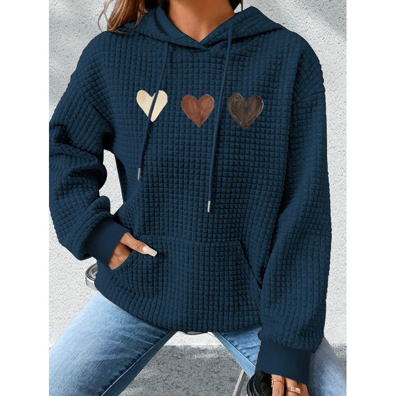 Damen Gemütlicher Kapuzenpullover mit Herzmotiv Drune