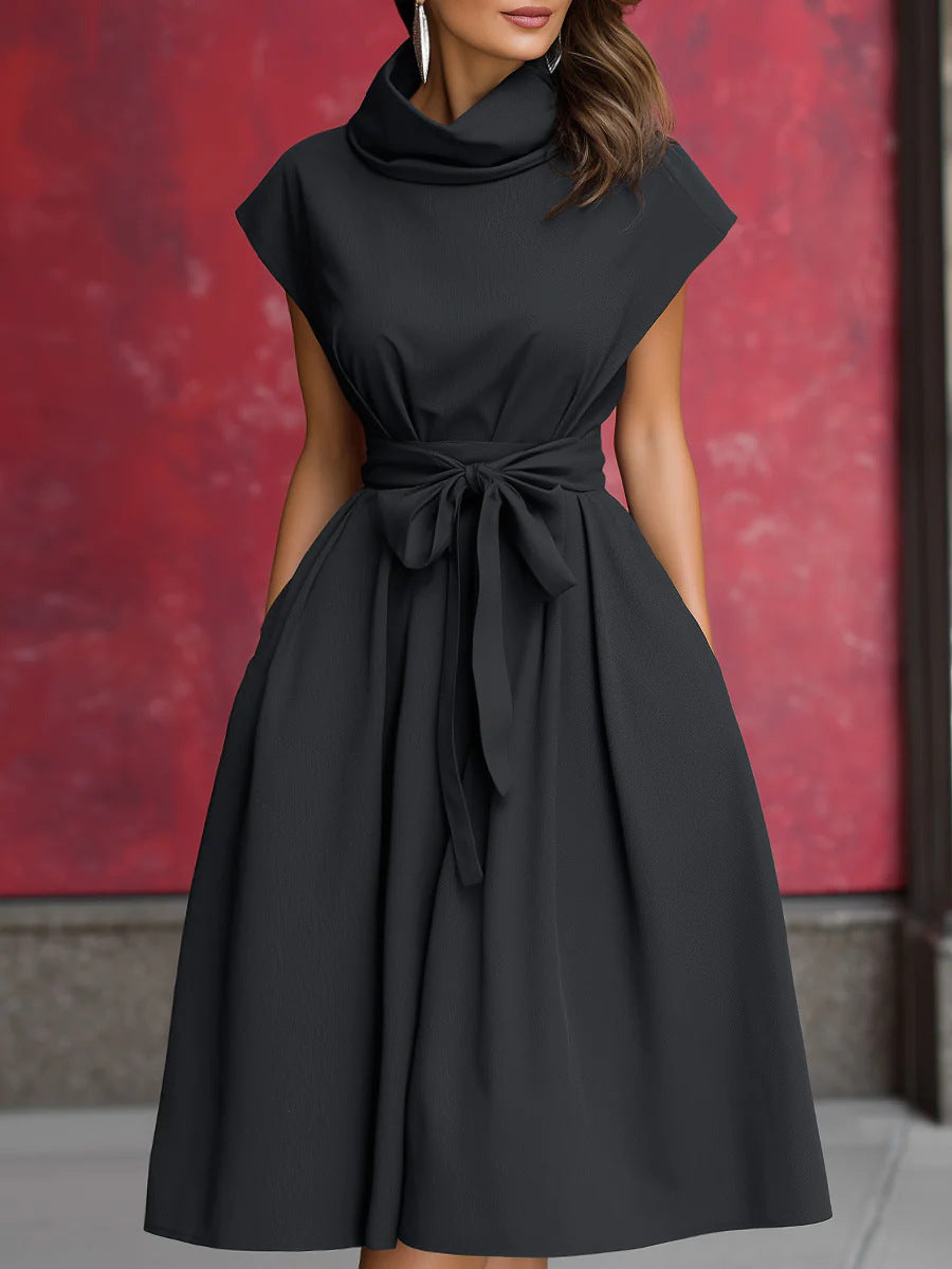 Damen Kleid mit schicker, geraffter Kapuze und praktischen Taschen Drune