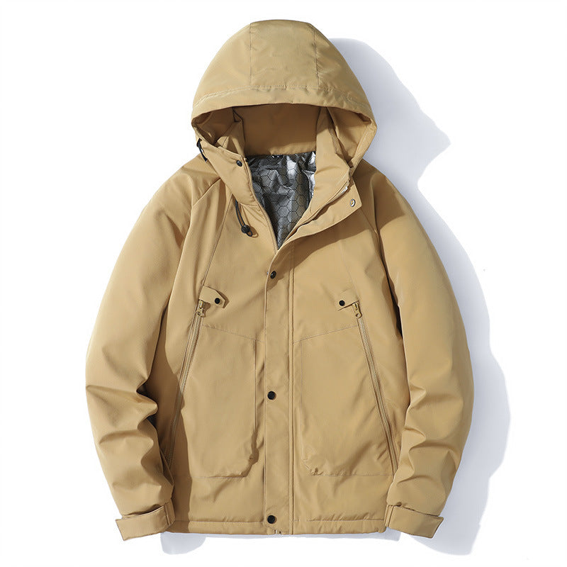 Herren Leichte Kapuzenjacke aus Softshell mit Thermofutter und minimalistischen Reißverschlusstaschen Drune