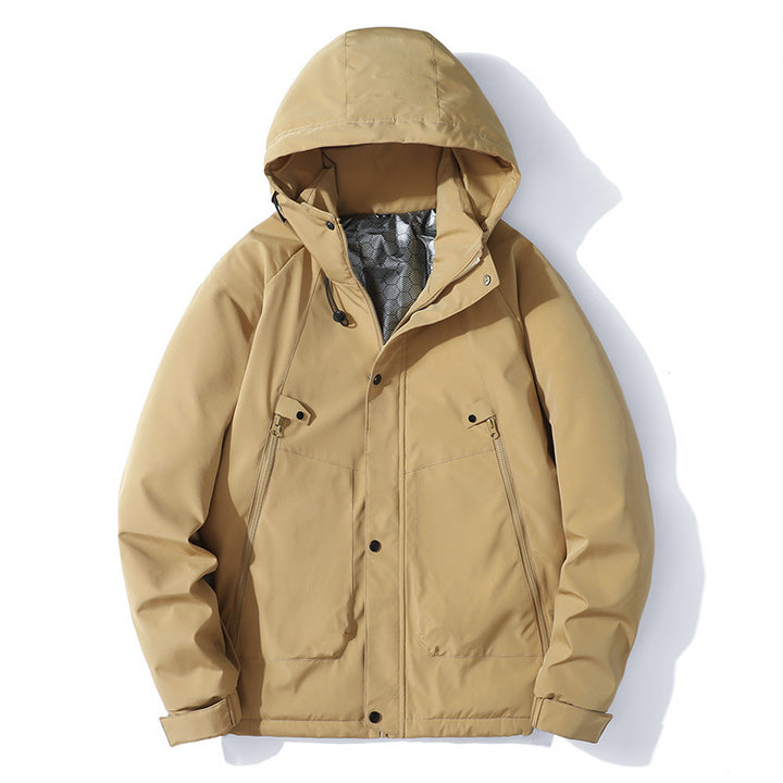 Herren Leichte Kapuzenjacke aus Softshell mit Thermofutter und minimalistischen Reißverschlusstaschen Drune