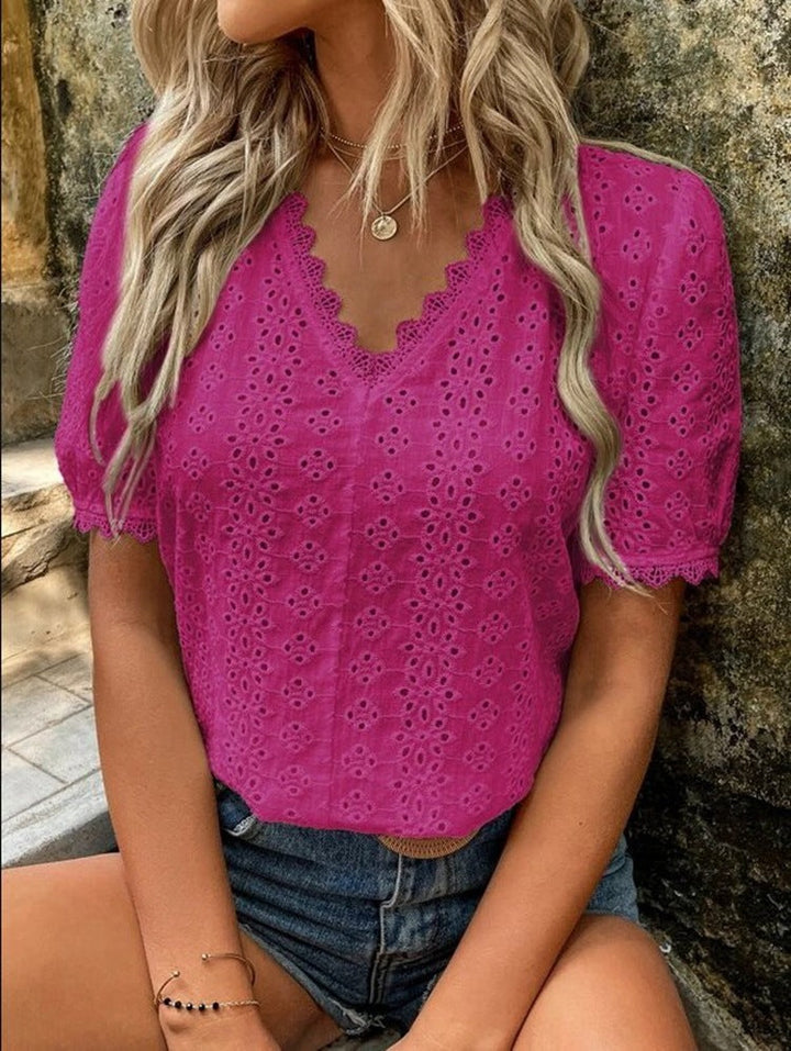 Damen Bluse mit Lochstickerei Drune