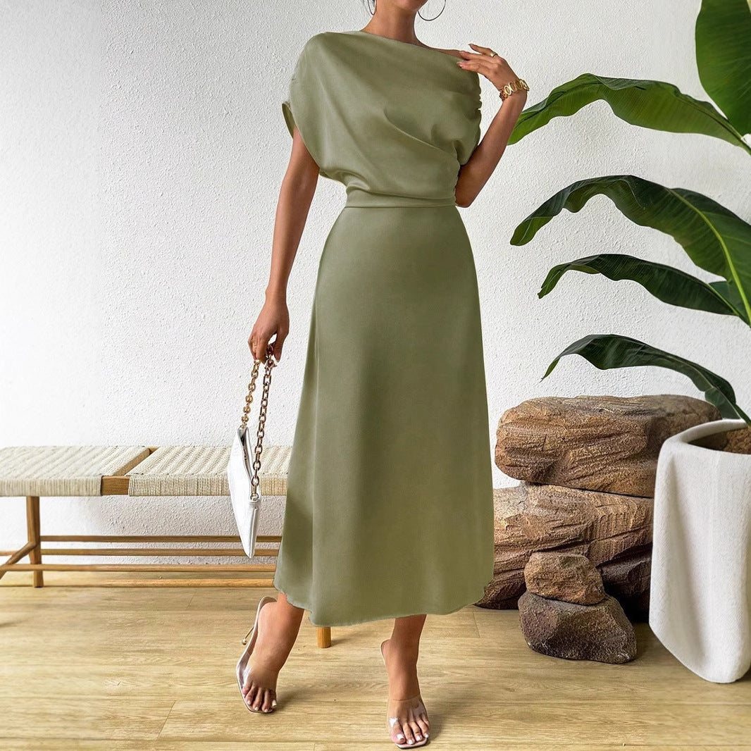 Damen Elegantes und fließendes Abendkleid mit asymmetrischem Schnitt Drune