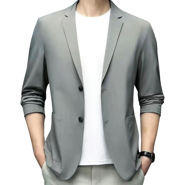 Herren legerer elastischer Sommerblazer mit dreiviertelärmeln und schlanker Passform Drune