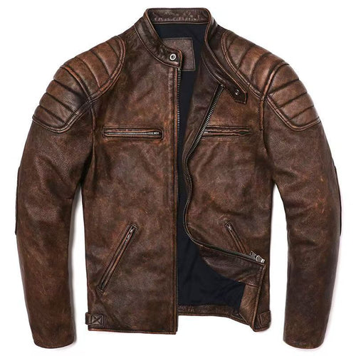 Herren Lederjacke im Fieldjacken-Schnitt mit aufgesetzten Brusttaschen Drune