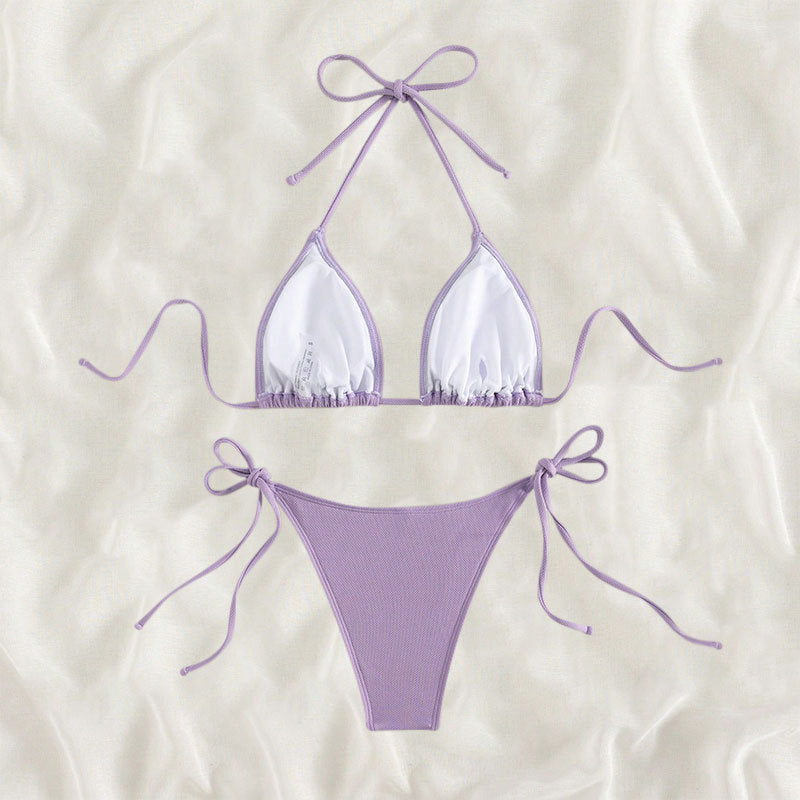 Damen Triangel-Bikini mit verstellbaren Bindebändern und seitlichen Schleifen Drune