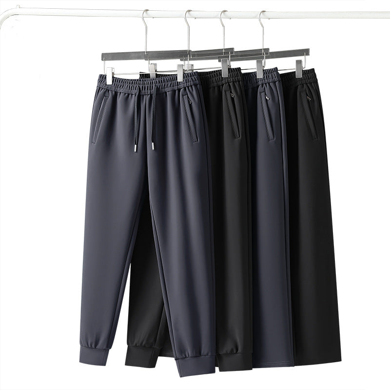 Herren elastische Freizeithose mit Tunnelzug, geradem Bein und verdeckten Reißverschlusstaschen Drune