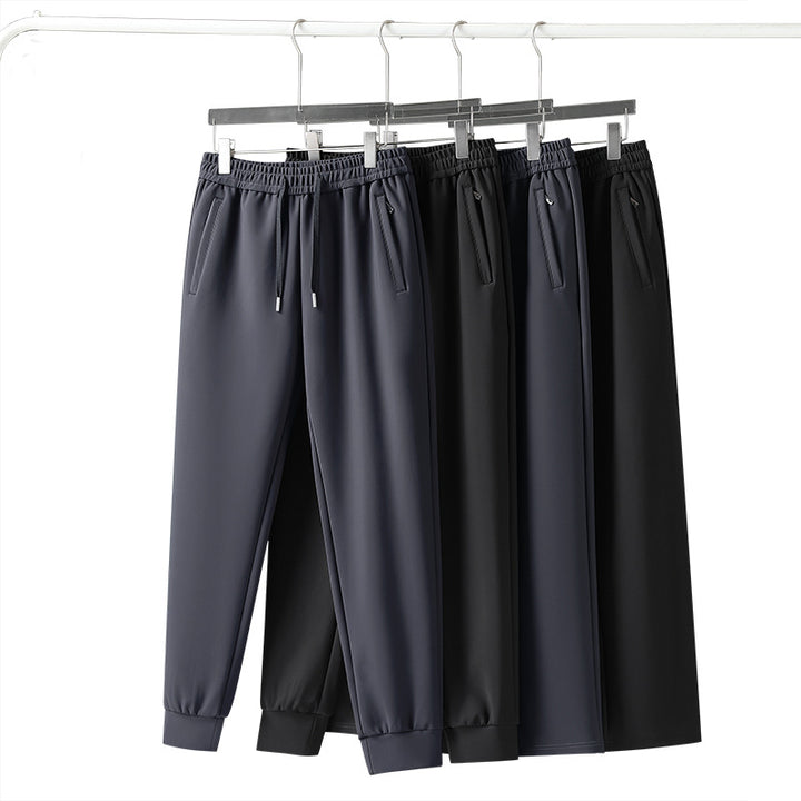 Herren elastische Freizeithose mit Tunnelzug, geradem Bein und verdeckten Reißverschlusstaschen Drune