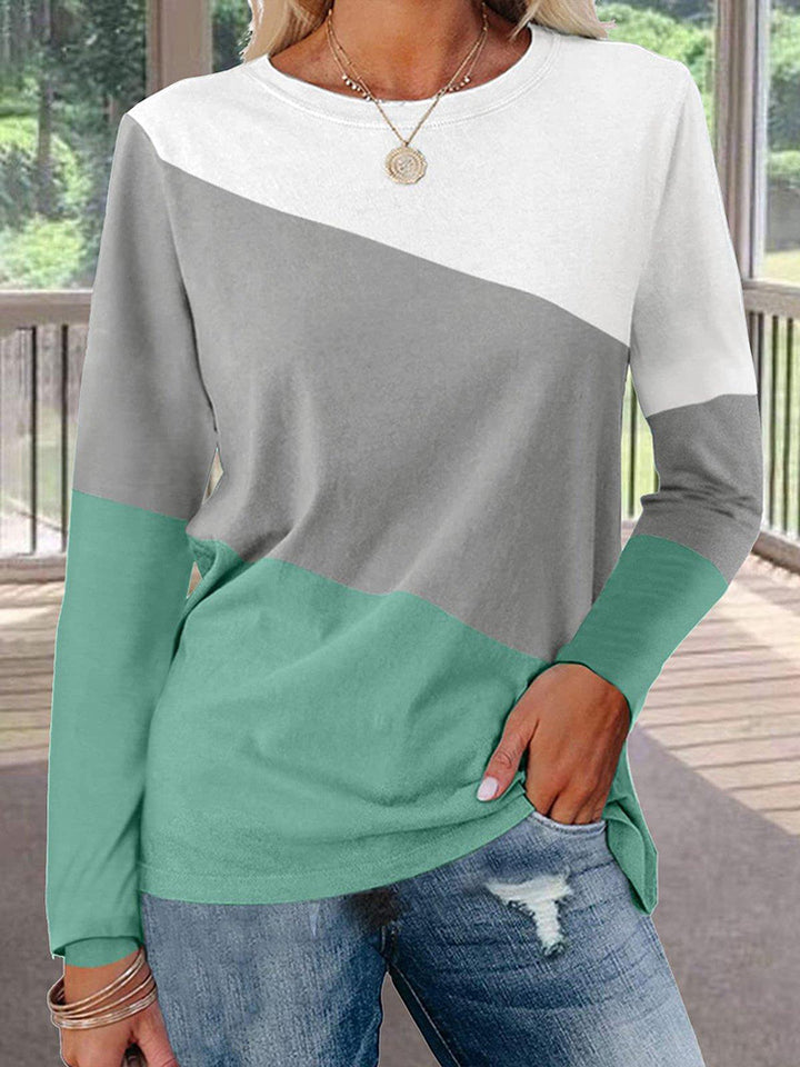 Damen Langärmeliges Oversize-Sweatshirt mit abstraktem Aquarell-Mosaikprint Drune