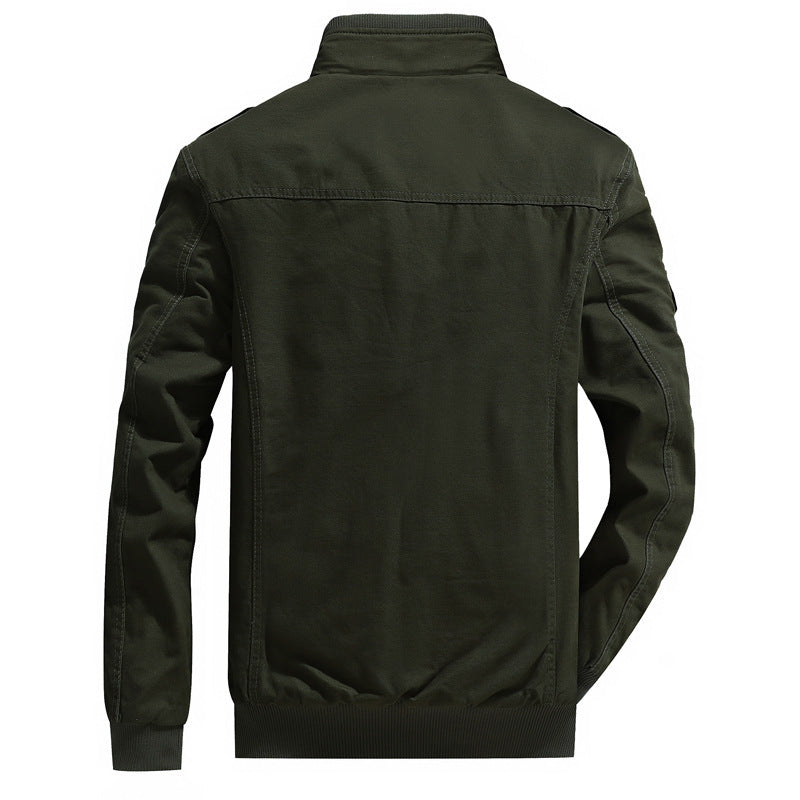 Herren Canvas-Flightjacke mit wärmender Fleece-Innenlage, Schulterklappen und Multifunktions-Taschen Drune