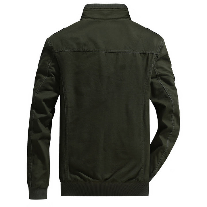Herren Canvas-Flightjacke mit wärmender Fleece-Innenlage, Schulterklappen und Multifunktions-Taschen Drune