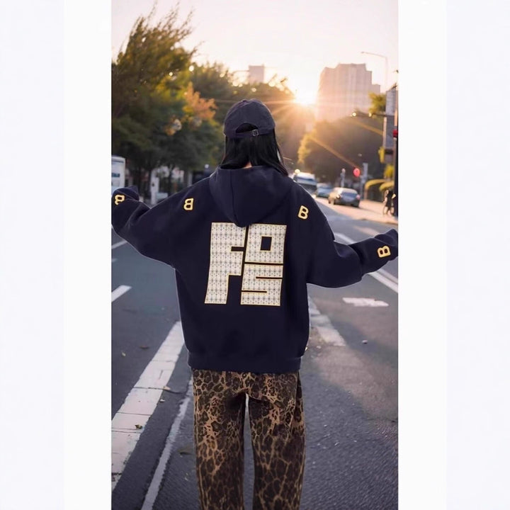 Unisex Urbaner Kapuzenpullover mit großem Druck Drune