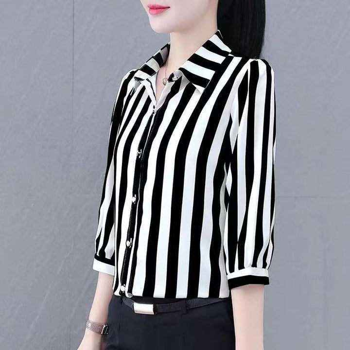 Damen gestreifte Bluse mit modischem Schnitt Drune