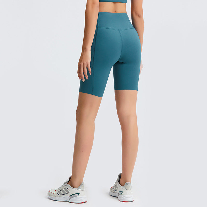 Damen Kompressions-Sportshorts mit hohem Bund und integrierten Seitentaschen Drune