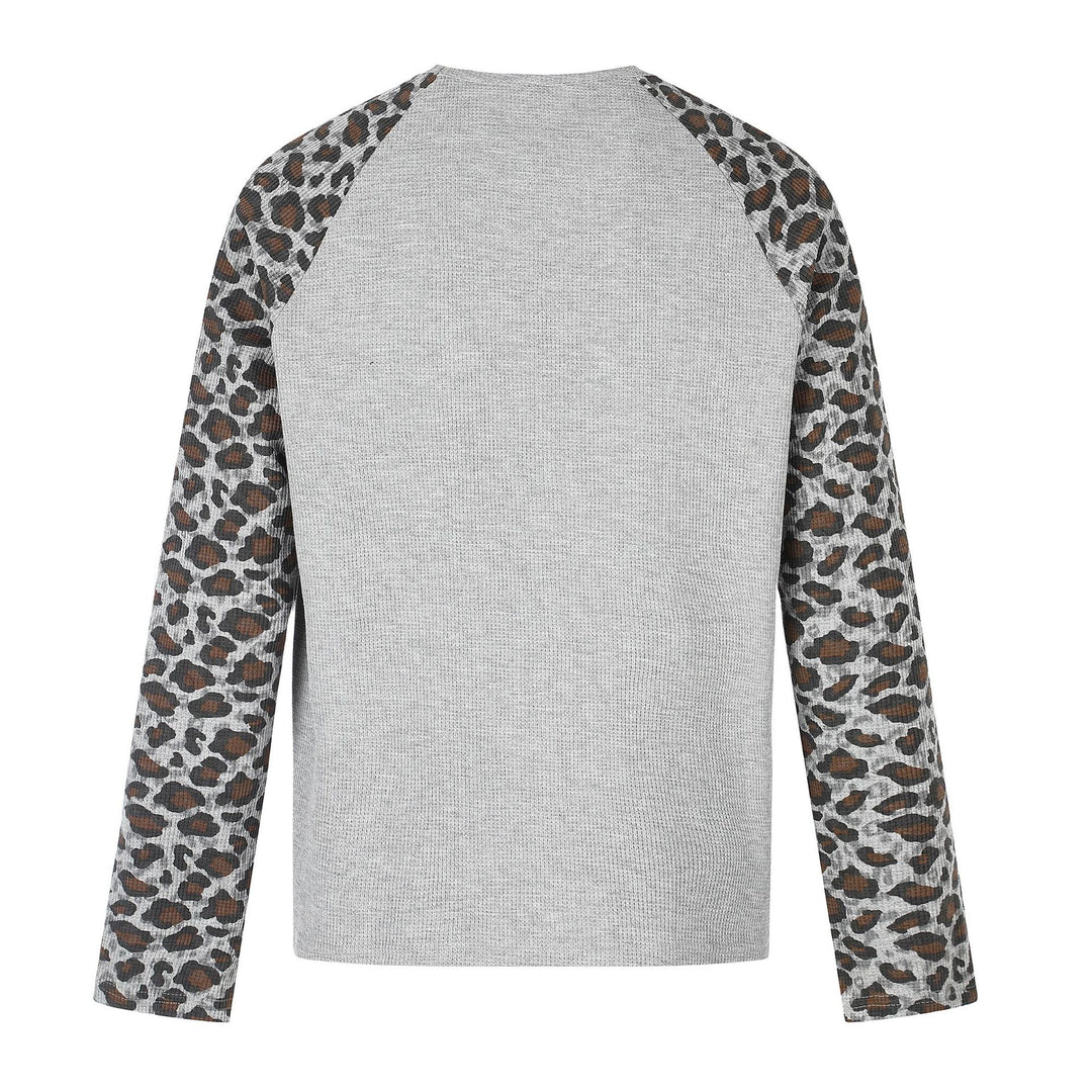Damen Lässiges Langarmshirt mit Raglanärmeln, Leoparden-Ärmeln und Statement-Print Drune