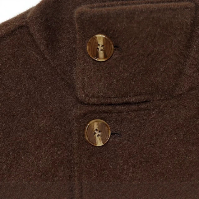 Damen Kurzer Wollmix‑Capecoat mit hohem Stehkragen, verdeckter Knopfleiste und Taillenbindegürtel Drune