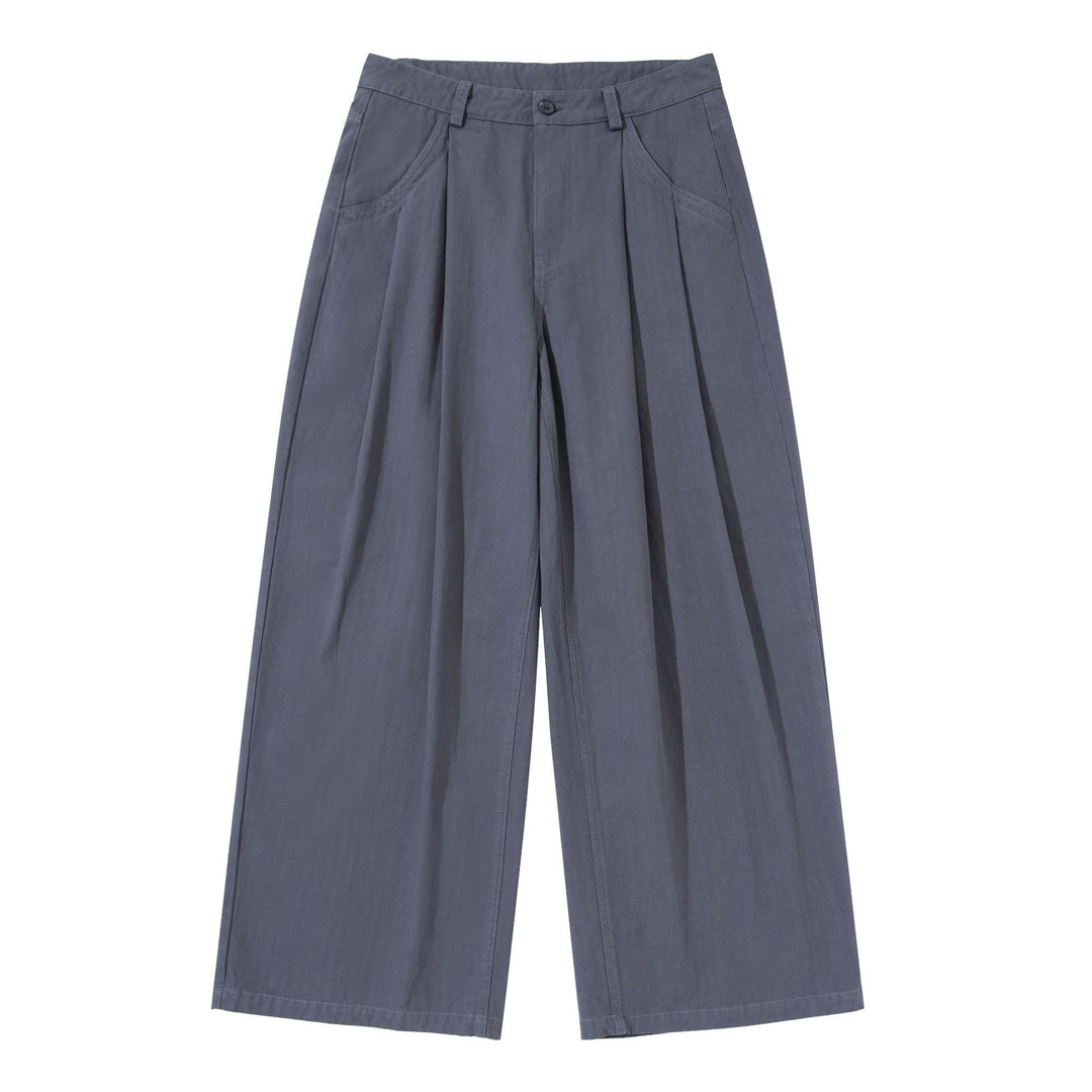 Damen Weite Bundfalten-Culottehose mit hohem Bund und tiefen Eingrifftaschen Drune