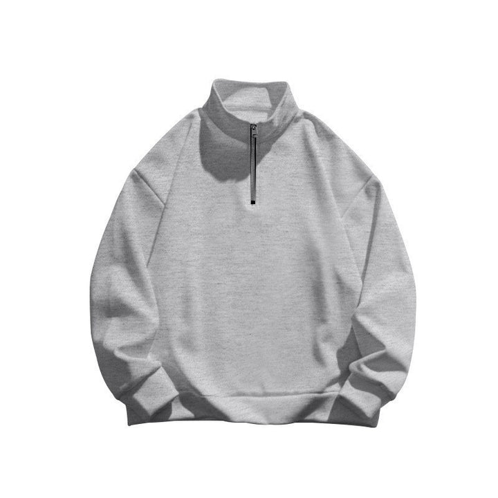 Unisex oversized Sweatshirt mit halbem Reißverschluss und Stehkragen aus weichem Baumwollmix Drune