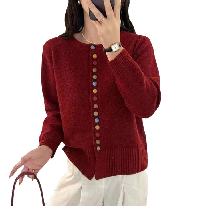 Damen Strickjacke mit bunten Knopfdetails und lässigem Schnitt Drune