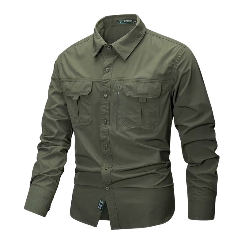Herren  robustes Trekkinghemd mit verstärkten Brusttaschen und atmungsaktivem Material Drune