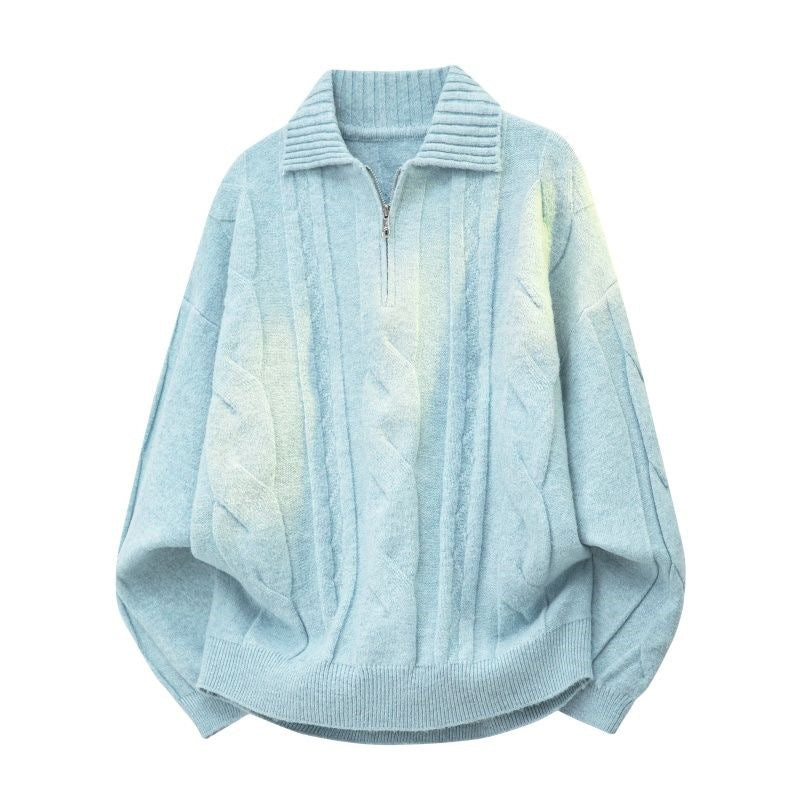 Damen Oversize Zopfstrickpullover mit hohem Rollkragen und Knopfleiste Drune