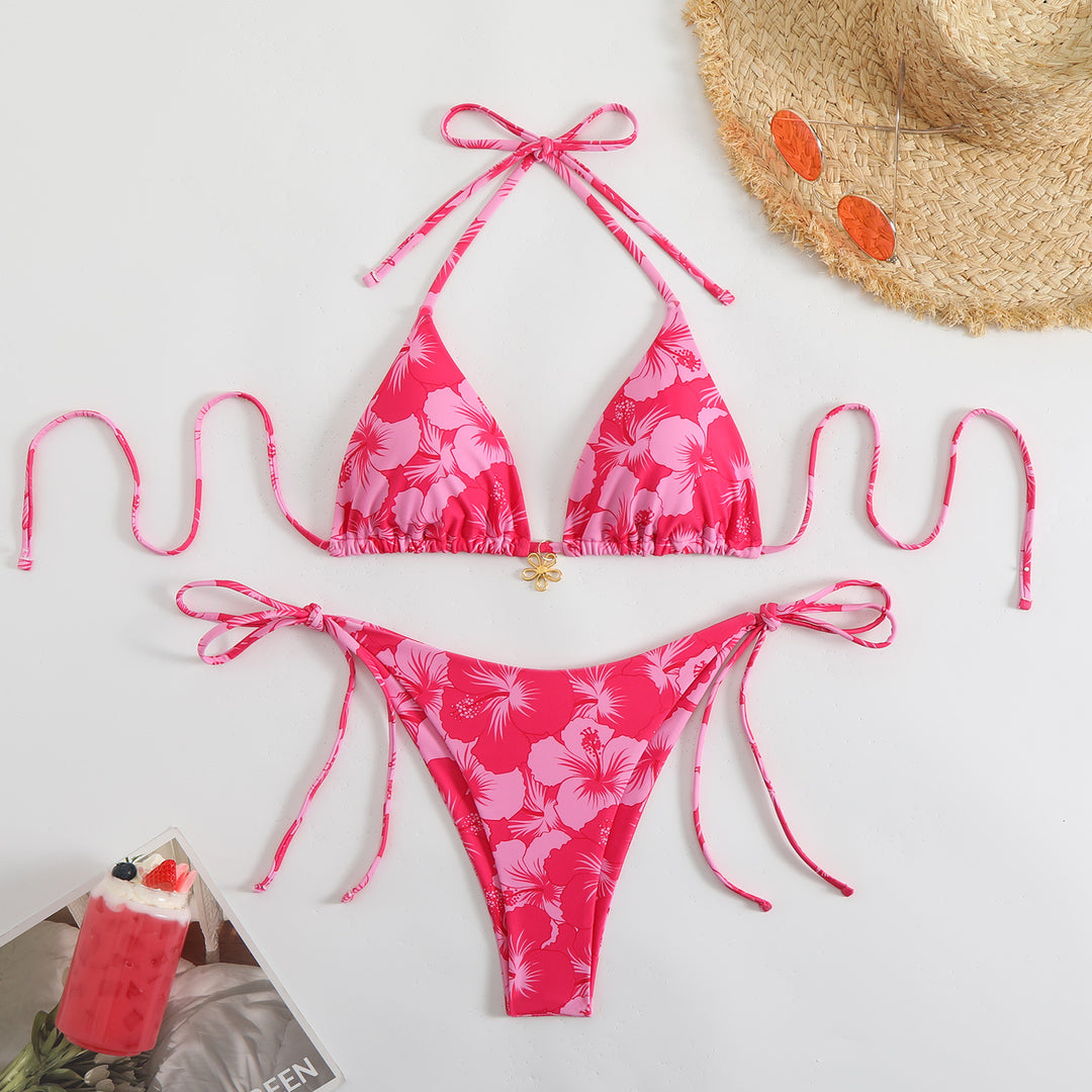 Damen Triangel-Bikini mit verspieltem Floral-Design Drune