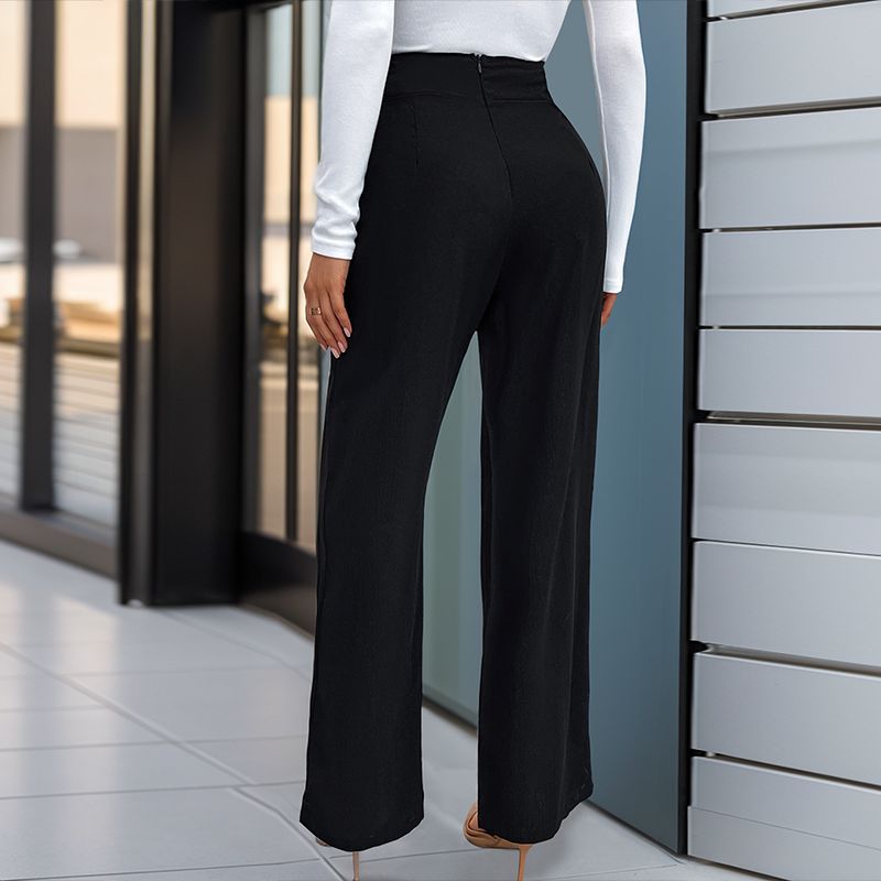 Damen Hochtaillierte Palazzo-Hose mit weitem Bein und dekorativem Schmuckgürtel Drune