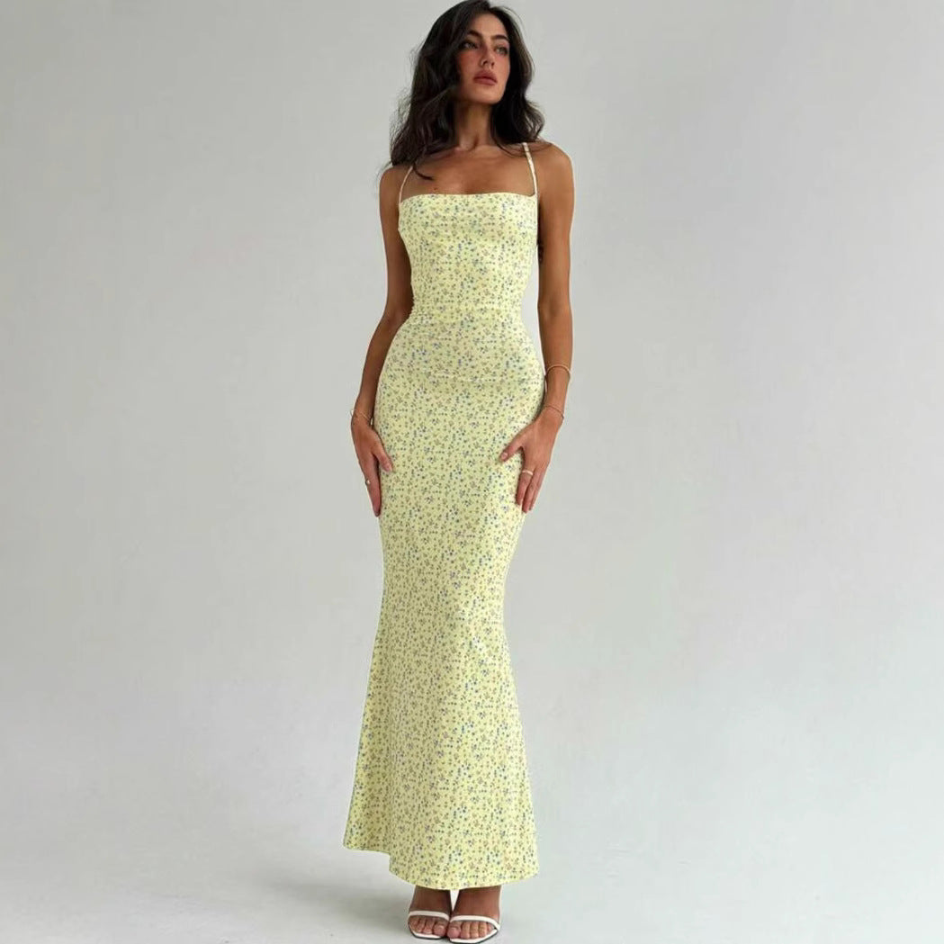Damen Elegantes Sommerkleid mit zarten Blumenmuster und fließendem Schnitt Drune