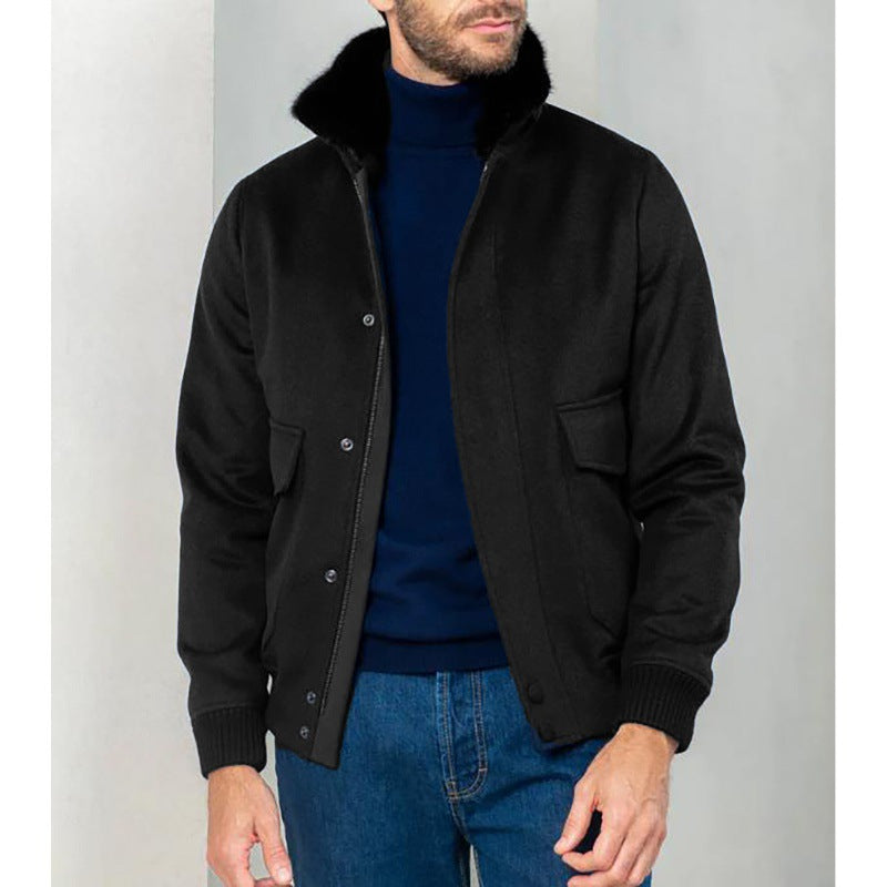 Herren modische Bomberjacke mit warmem Kragen Drune