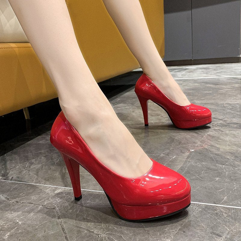 Damen nan Plateau-Pumps mit glänzendem Lack und hohem Stilettoabsatz Drune