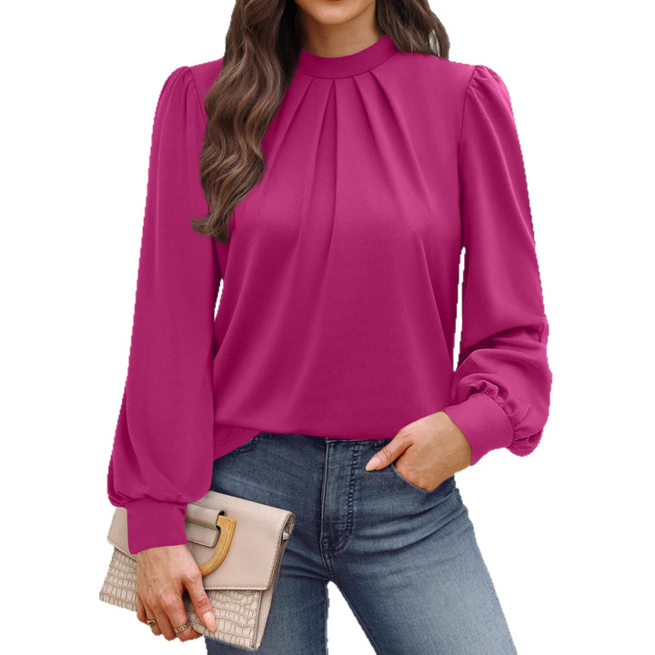 Damen elegante Bluse mit Puffärmeln Drune