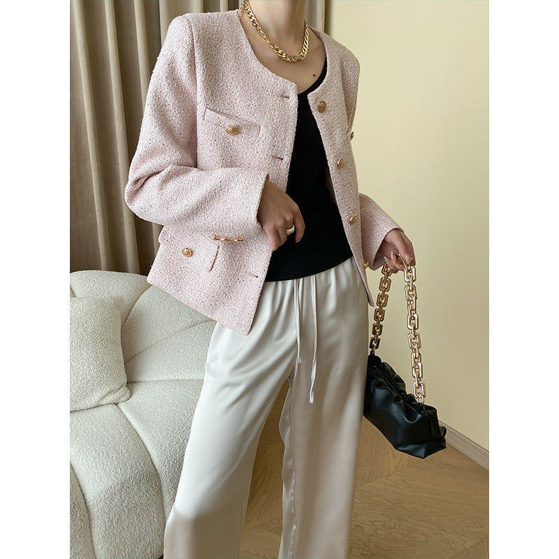 Damen klassische Bouclé-Jacke mit strukturiertem Stoff Drune