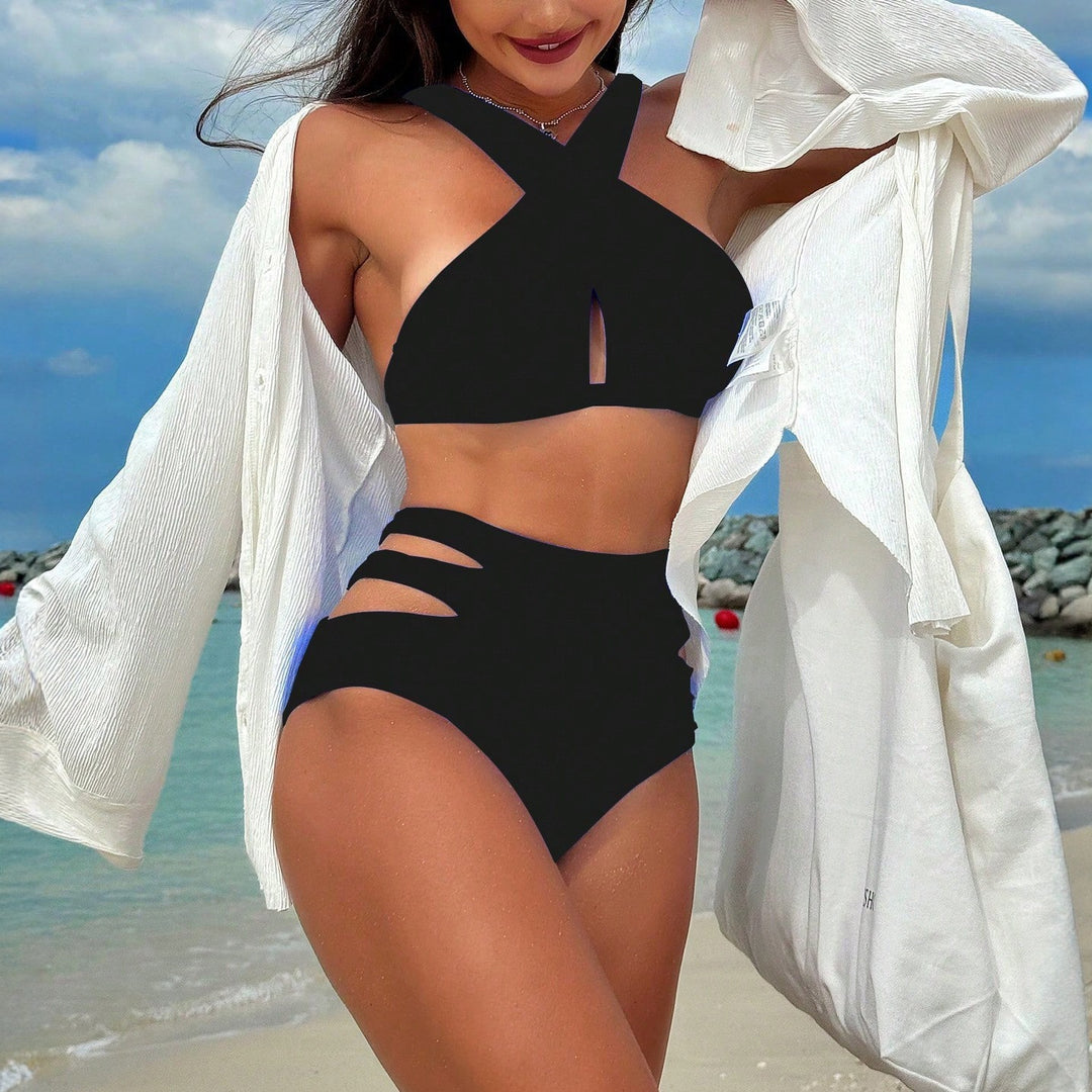 Damen Hochgeschnittener Bikini mit stylischen Cut-Outs Drune