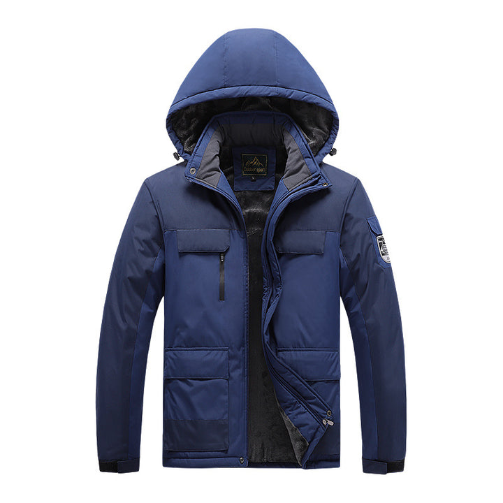 Herren technische Winter-Expeditionsjacke mit verdecktem Zweiwege-Reißverschluss, wasserabweisender Membran und multifunktionalen Taschen Drune