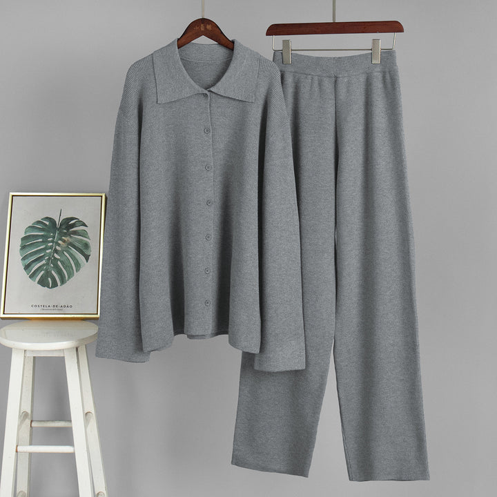Damen Bequemes Strick-Ensemble aus weicher Baumwolle Drune