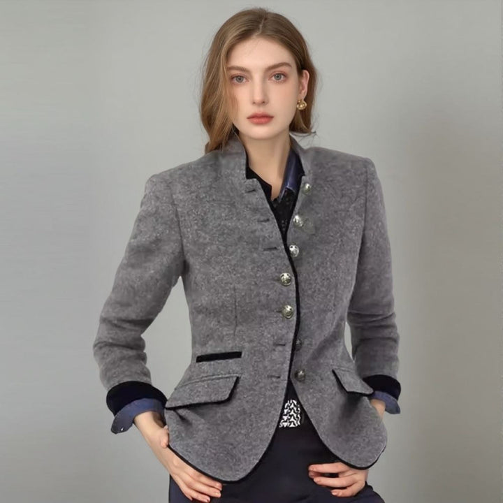 Damen eleganter Wollblazer mit Knopfdetails und stilvoller Passform Drune