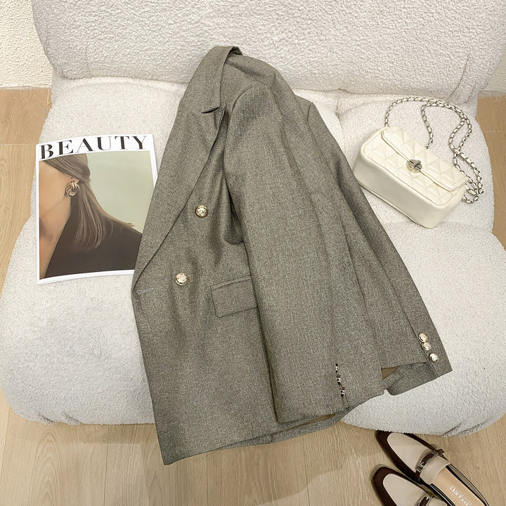 Damen Eleganter Double-Breasted Blazer Drune