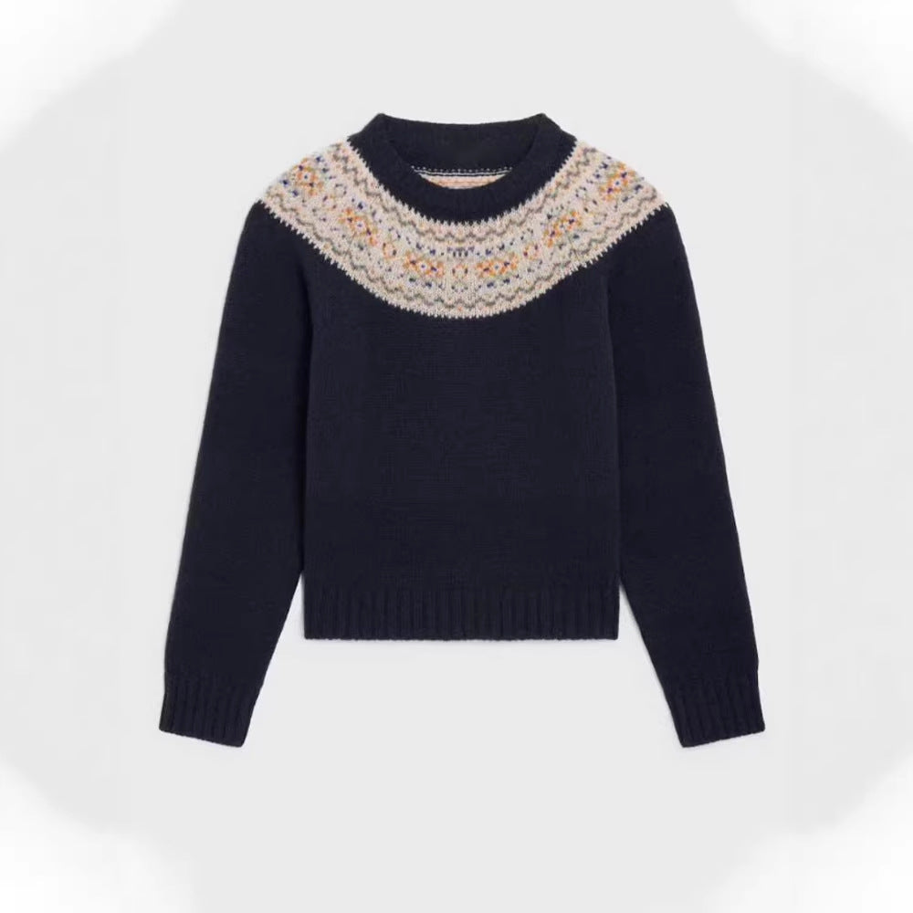 Damen Strickpullover mit kreativem Norweger-Muster Drune