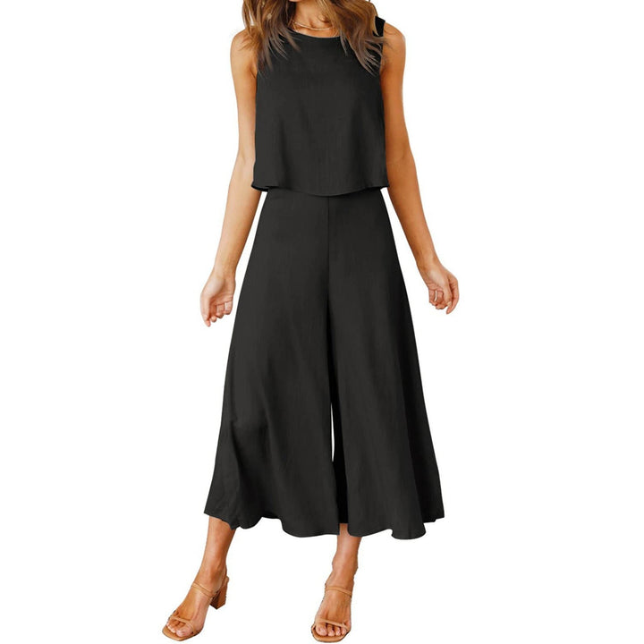 Damen bequemer Jumpsuit mit weitem Bein und schulterfreiem Design Drune