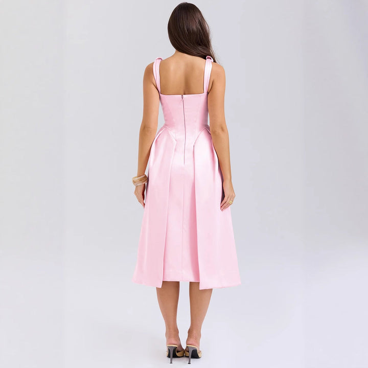 Damen Elegantes Wickelkleid mit tiefem V-Ausschnitt und schwingendem Rock Drune