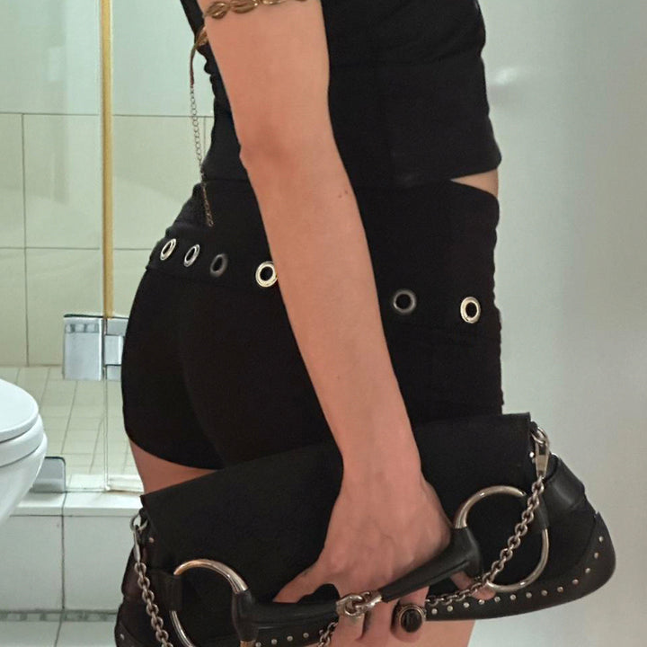 Damen Sportliche Shorts mit kontrastierendem Bund und eleganten Ösen Drune